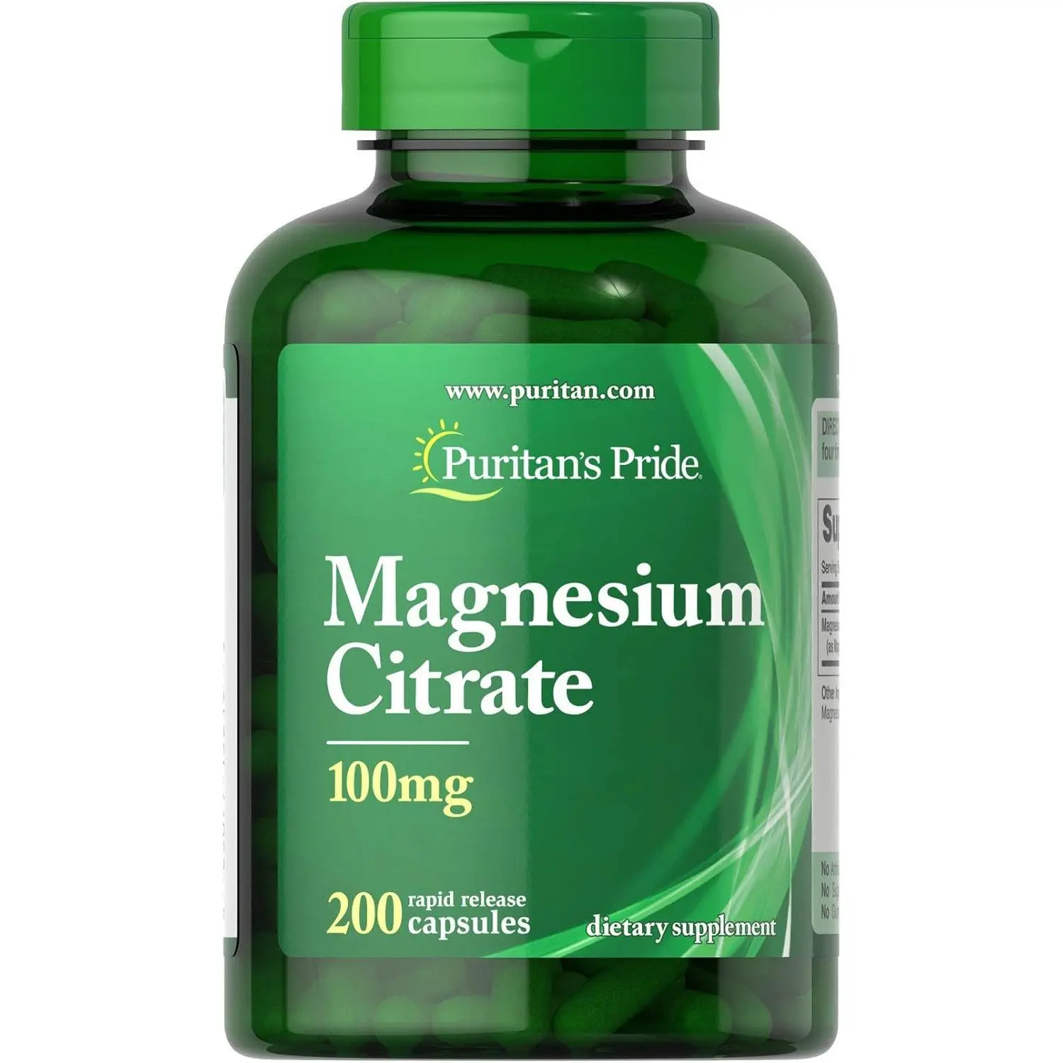 Magnesium Citrate 100 mg,Supports a Calm, Relaxed Mood, 200 Count by Puritan's Pride