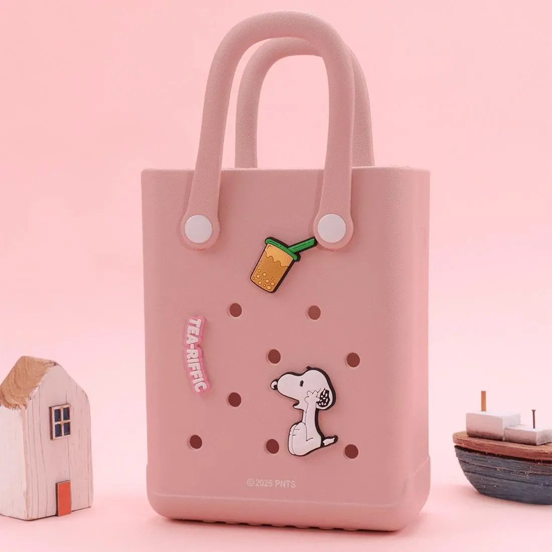 Miniso Snoopy‑Themed Mini Crochet Handbag, Stylish Woven Tote for Shopping, Picnics & Daily Use, Cozy Kawaii Vibe Accessory,#Summervibes