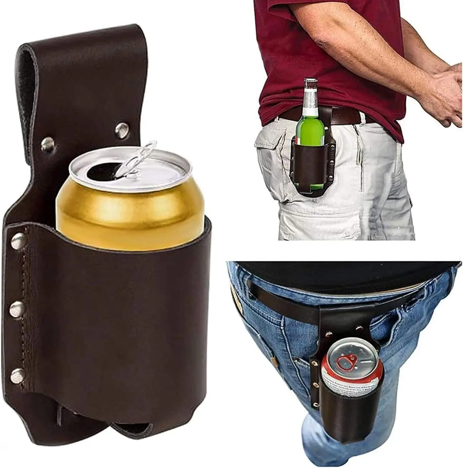 PU Leather Beer Holster for 12 Ounce Beer Bottle Beer Beer Can