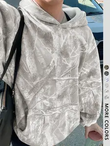 Unisex Casual Branch Print Hoodie, Soft Loose-Fitting Long Sleeve Pullover, Graduation & Back-To-School Wear, Fall Streetwear