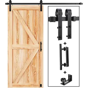 6.7 FT Sliding Barn Door Hardware Kit with Handle, Basic J Pulley, Slides Smoothly Quietly, Easy Install, 6.7FT Track Kit for 36"~40" Wide Single Doors