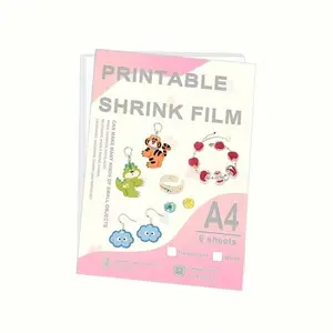 6pcs,White/translucent printable heat shrink sheet, A4 size suitable for DIY crafts, keychains, jewelry, and gifts - durable, lightweight, and versatile.