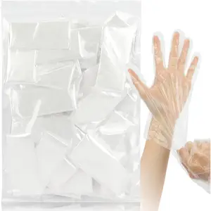 100pcs Disposable Thickened Plastic Food Safe Gloves Clear Food Prep Service Gloves - Individual Package White