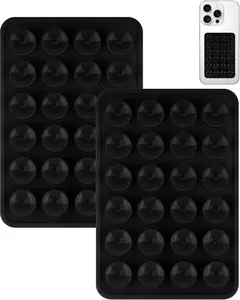 2 Pack  Suction Phone Case Mount, Silicon Adhesive Smartphones Stand Sticky, Non Slip Suction Cup, Hands-Free Phone Accessories Holder for Selfies and Videos Black
