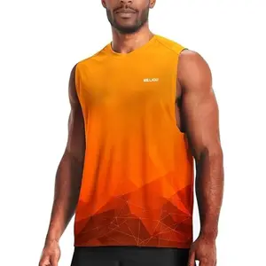 WELIGU Men's Sleeveless Swim Shirts Quick Dry Moisture Wicking Gym Shirts Breathable Workout & Beach