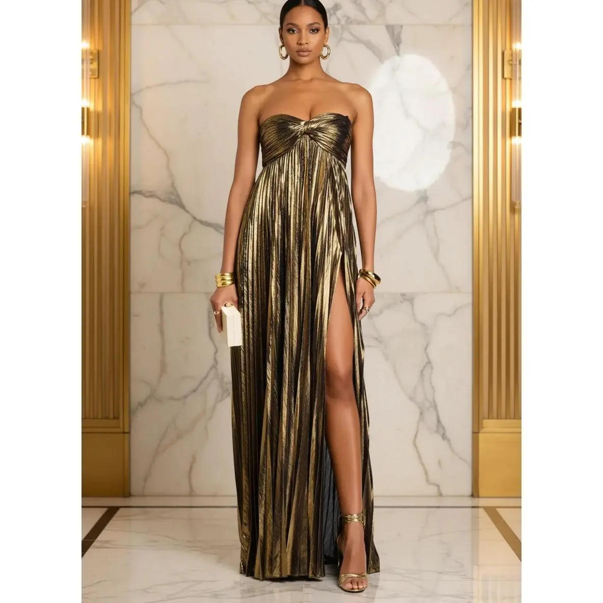 Elev Luxe Split Sweetheart Neck Tube Maxi Dress - TikTok Shop