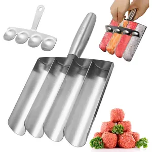 4-in-1 Stainless Steel Meatball Maker Tool, Meatball Scoop Ball Maker for Quickly Making Meatballs & Chicken Meatballs, Great for DIY Home Cooking