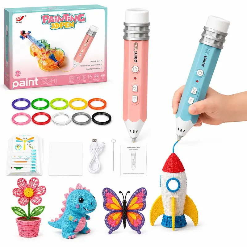 3D Printing Pen - Includes 3D Pen, 15 Starter Colors of PLA Filament, Stencil Book + Project Guide, and Power adapter