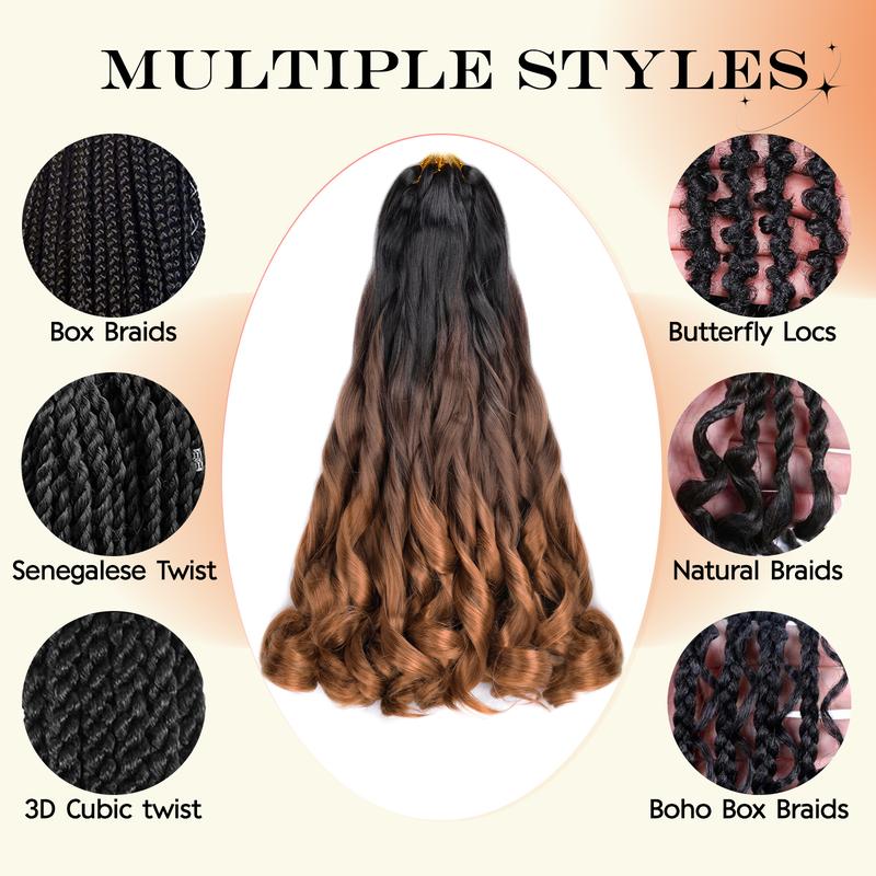 VITORISH Synthetic French Curl Braiding Hair for Black Women 22Inch & 16Inch Curly Braiding Hair for Box Braids 75g/Pack Bouncy French Curly Braiding Hair Extensions 16Inch 8Pcs & 3pcs Pre-stretched Spiral Curl Braids