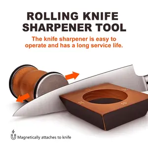 PREMIUM Rolling Knife Sharpener - 4 ANGLED BASE - Knife Sharpening Kit, Diamond & Magnetic Tech, Precision Engineering. Chef-Grade Knives at Home with this Knife Sharpener Tool.