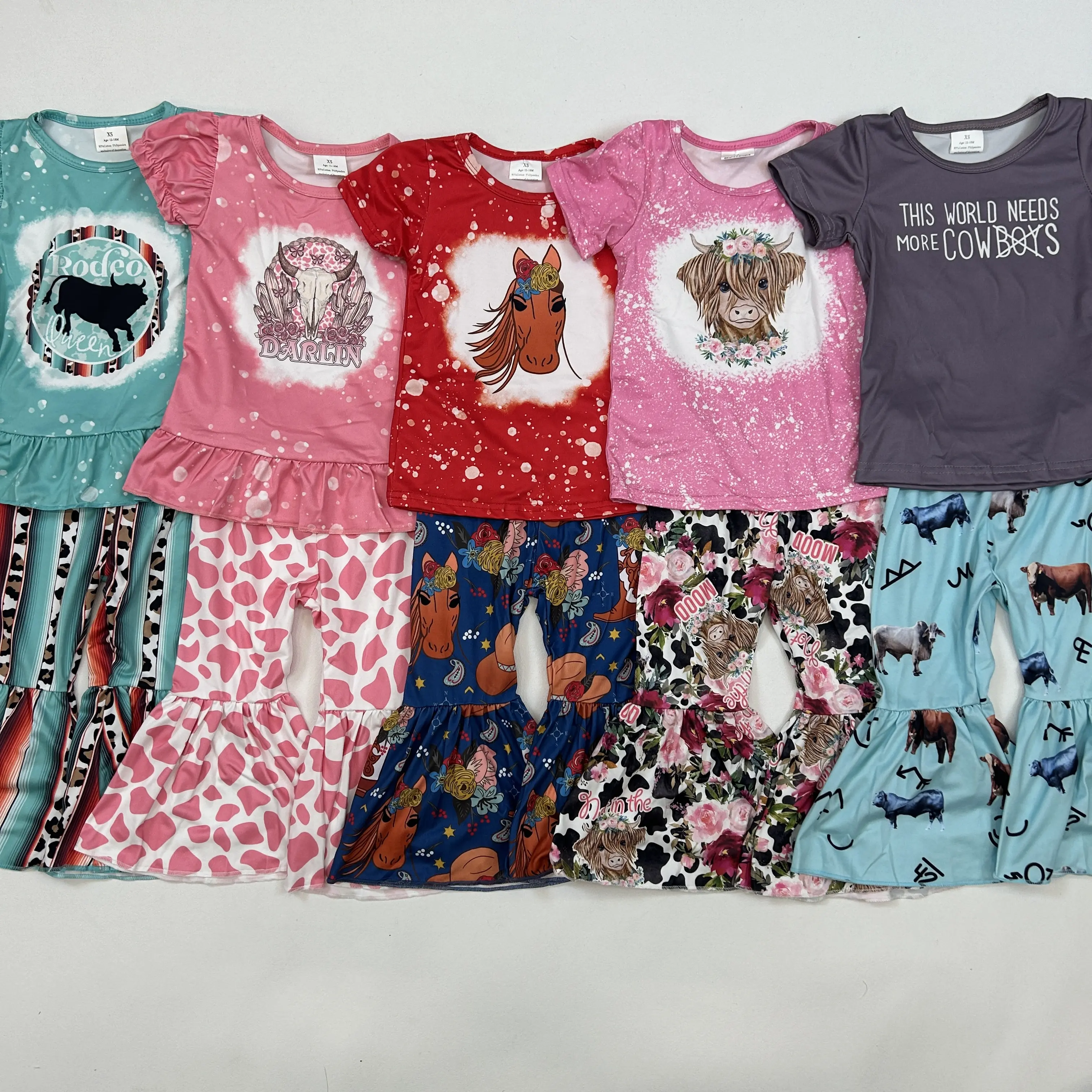 Boho Western Baby Girl Clothes Set, 2-Piece Outfit with Cow Skull Graphic Tee and Soft Flared Pants for Toddlers, Outfits Inspo