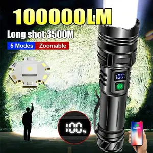 Most Powerful LED Flashlight USB Rechargeable Tactical Light High Power Portable Long Range Camping Lamp High Lumen Flashlight