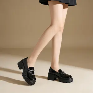 Women's Platform Loafers with Ornamental Buckle Detail - Stylish & Comfortable Elevate Your Style for Various Occasions