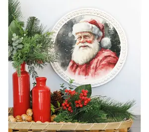 Sincere Surroundings 14" Watercolor Santa Beaded Art