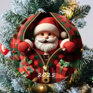 2025 Christmas Tree Fun Santa Claus Decorations, Christmas Ornaments 2025，Painted Glass Style, Unique for Adults，Acrylic Hanging Decorations