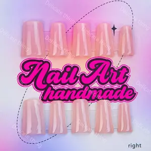 Delicatething Y2K Style Duckbill Nail Set, Handmade Wearable Nails, 4 Sizes XS S M L, Nude Design, Perfect Gift for Girls, Nail Art Diy, Nail Art Supplies