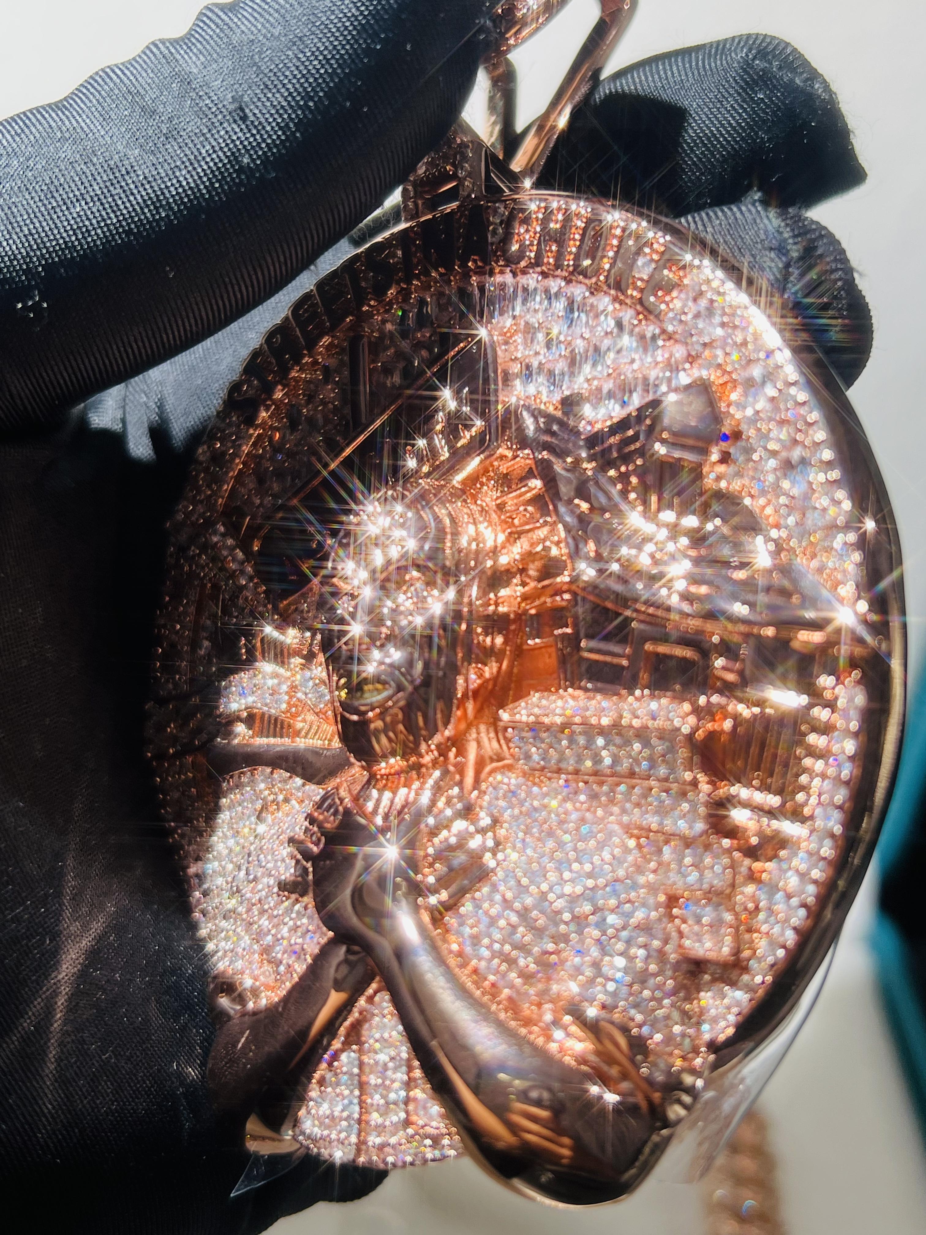 Custom 3D character design ice diamond pendant with claw setting craftsmanship, icy luxury, 18K gold-plated hip-hop style full crystal D VVS, unisex party accessory