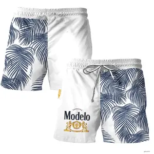 Modelo Tropical Fern Swim Trunks, Beach Short Hawaiian Short Unisex, Men’s Hawaiian Swim Trunks Quick Dry Beach Shorts Tropical Print Summer Wear