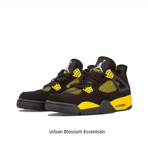 Retro Mid-Top Sneakers in Black and Yellow Nubuck with Mesh Panels, Yellow Midsole Accents, and Visible Air Cushioning