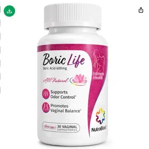 NutraBlast Boric Acid Suppositories - 100% Pure Made in USA - Boric Life Intimate Health Support (30 Count)
