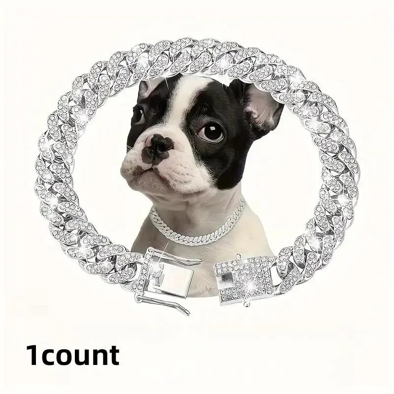 Rhinestone Decor Dog Chain Necklace, Adjustable Pet Necklace, Pet Jewelry Accessories for Small to Large Dogs & Cats #GLOBAL PICKS