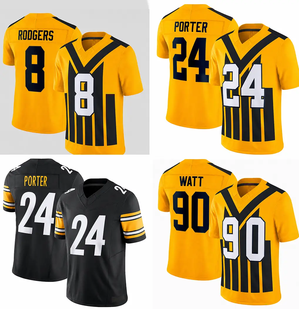 Pittsburgh Custom Football Jersey #90 Watt #8 Rodgers #14 Metcalf #24 Porter Jr - Stitched Fan Shirt