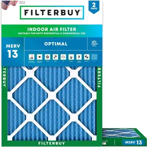 Filterbuy 6x12x1 Air Filter (2-Pack), Pleated MERV 13 Optimal Defense HVAC AC Furnace Air Filters (Actual Size: 6.00 x 12.00 x 1.00 Inches)