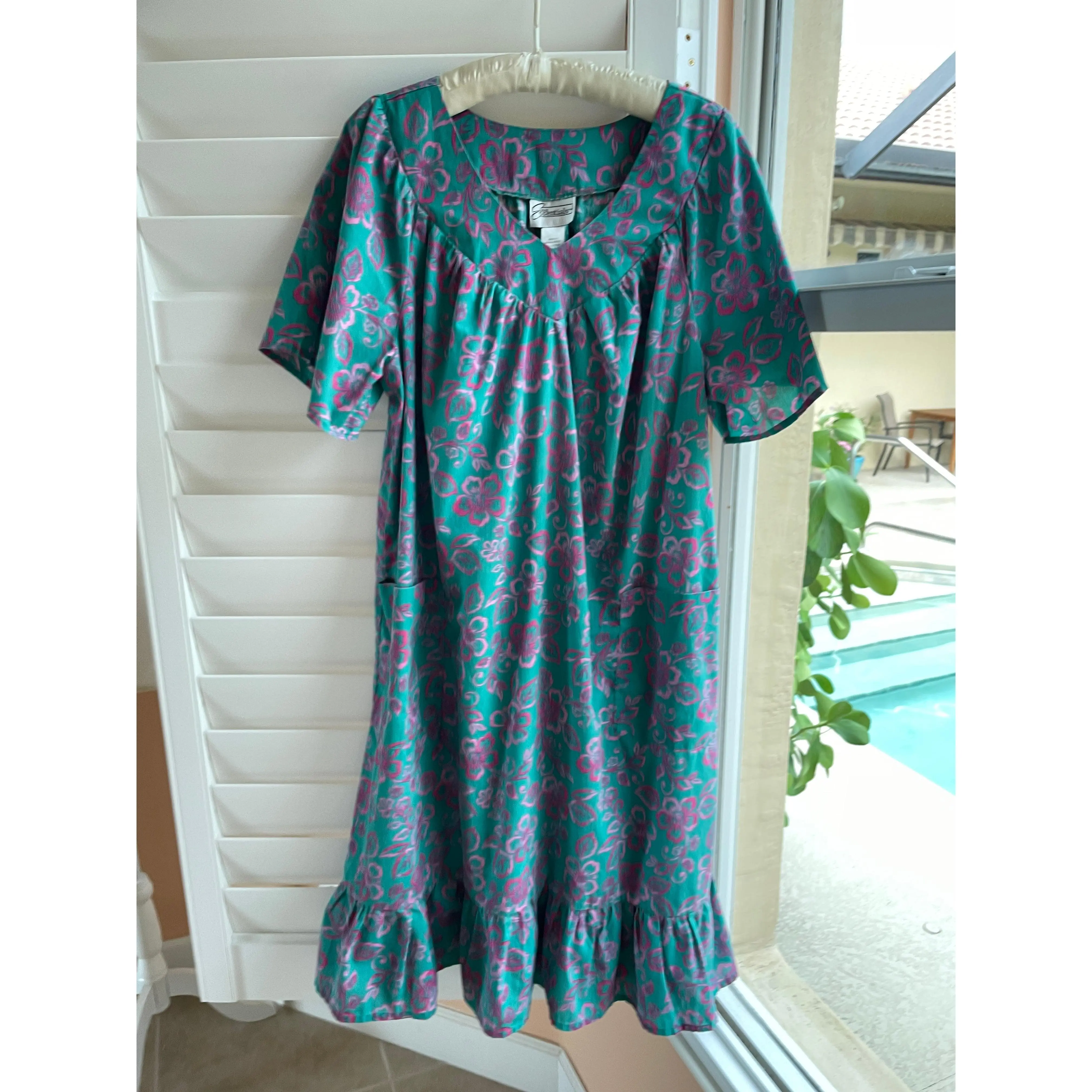 Cotton Poly Pockets Ruffled Lounge House Dress