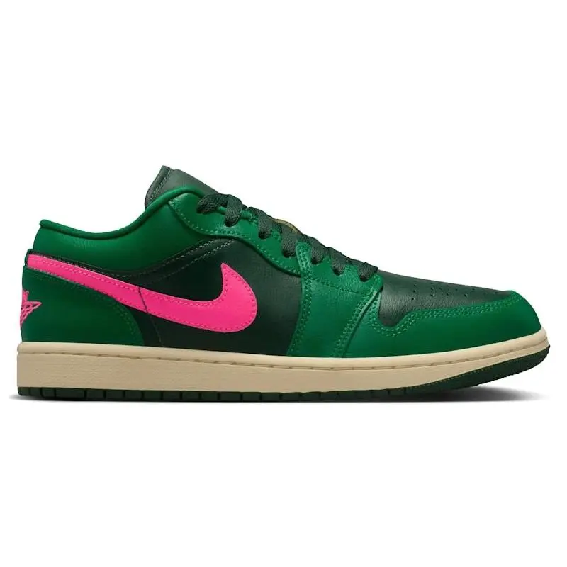Jordan 1 Low Watermelon Women's Shoes | Women's Retro Basketball Sneakers | Classic Air Jordan Lifestyle Footwear with White Watermelon Green Colorway, Leather Upper, Iconic Wings Logo, Low-Top Design, Cushioned Comfort, and Stylish Everyday Streetwear