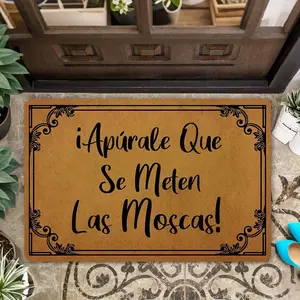Funny Spring Welcome Doormat - "Let the Flies In" Humorous Design, Anti-Slip Rubber Backing, Indoor/Outdoor Floor Mat for Entryway Living Room Bedroom Kitchen Patio Decor