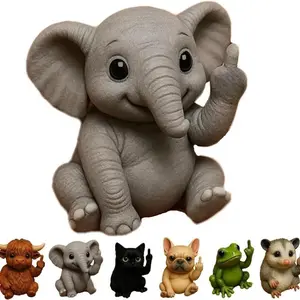 Mini Resin Middle Finger Elephant Statue, Funny Sarcastic Animal Desktop Ornament, Cute Desk Decor Sculpture, Perfect for Home Office Bedroom Decor & Gag Prank Birthday Gift
