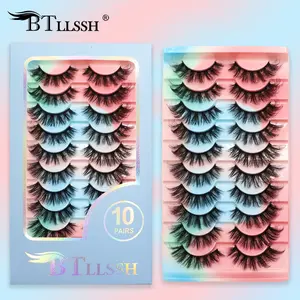 Btllssh Gift Box Ultra-Long Barbie Style Thick False Eyelashes 19mm, Non-Toxic CC Curl Mixed Length, Solid Form, 10/20 Pairs