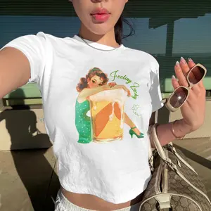 [Sale Up To 50%] St Patty's Day Baby Tee, Feeling Lucky, Retro Baby Tee, St Paddys Day Y2K Baby Tee, St. Patrick's Day Baby Tee, Luck of the Irish
