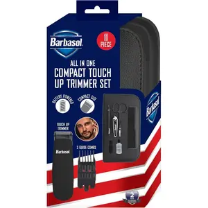 Grooming Kit for Men, 11 Piece Men’s Grooming and Manicure Travel Set, includes Trimmer Clippers, 3 Clipper Guards, Nail Clippers, Cuticle Scissors, Tweezers, Comb and More, Black