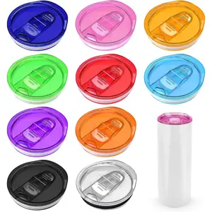 10 Pack 20 oz Skinny Tumbler Replacement Lids Fit for 20oz Sublimation Tumblers Splash Resistant  Sliding Covers Straw Friendly Daily Use DIY Decor (Multi Color)