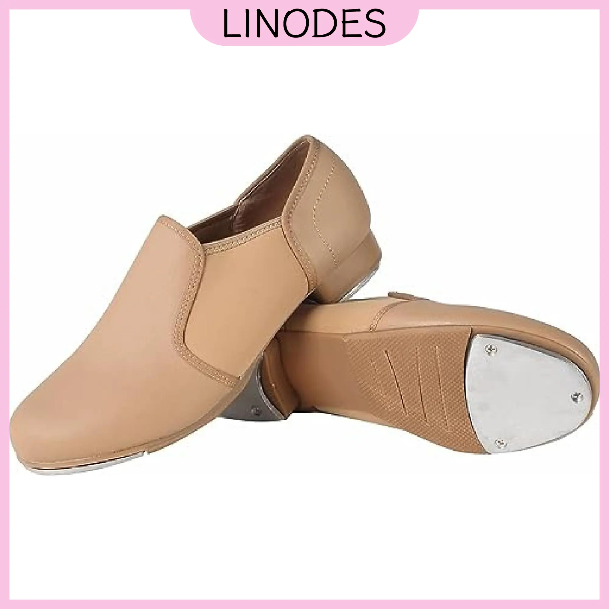 Linodes Unisex PU Leather Slip On Tap Shoe Dance Shoes for Women and Men's Dance Shoes