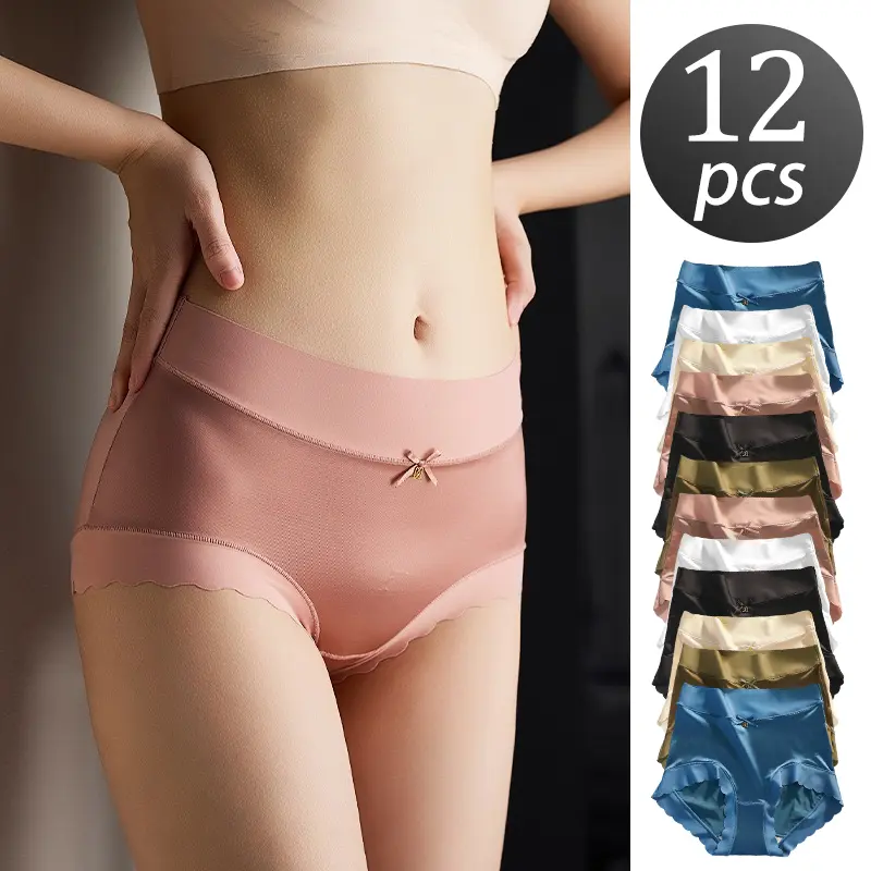 Women’s mid-rise seamless underwear, high-stretch close-fitting underwear, comfortable triangle briefs, breathable antibacterial panties, versatile everyday style for all seasons,Comfortable Breathable Antibacterial Panties, Fitted All Season Casual Style