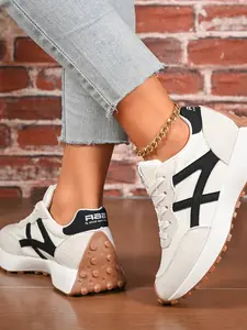 Women's Lightweight Comfortable Lace-Up Sneakers, Breathable Thick Sole Casual Shoes for Spring & Fall, Trendy Fashion Footwear