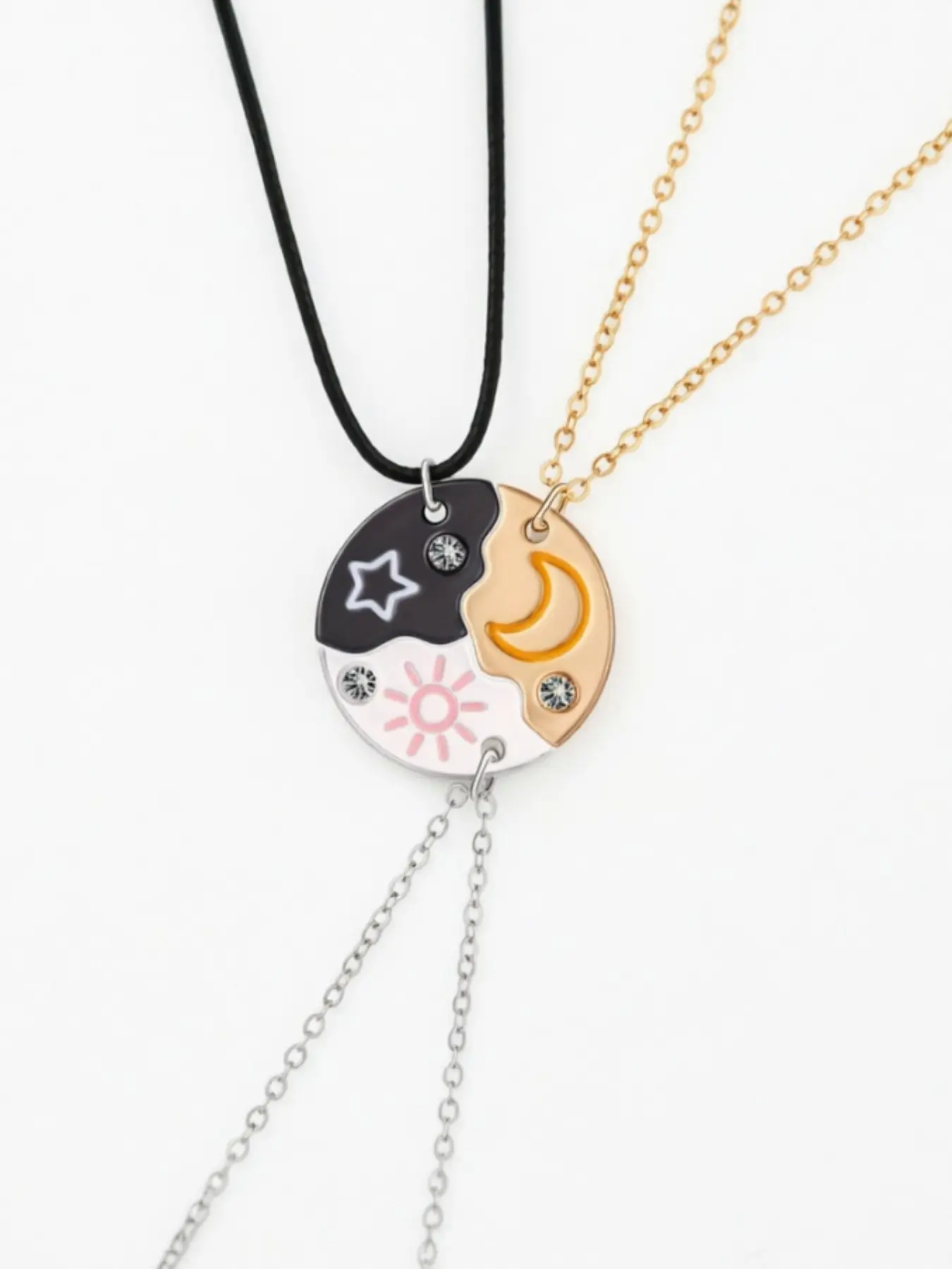 Sun, Moon and Stars Necklace Set (3 pieces), puzzle design, a special gift for your best friend/sister, the perfect gift for birthdays, anniversaries and Valentine's Day, Minimalist necklaces