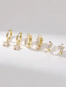 Hihho 6-Piece Zirconia Flower Pendant Earring Set – Elegant & Shiny Jewelry for Women, Luxury Gift for Valentine’s Day