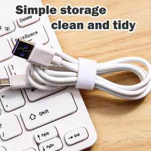 3 Counts Reusable Fastening Tape Cable Ties, Grey&Black&White Double-Sided Organizer