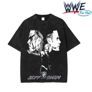 WFU - Retro Jeff Hardy WWE Face Paint Tribute Vintage Washed T-Shirt WWE Wrestling Tee Front & Back Graphic Black Acid Wash Oversized Streetwear Shirt for Fans Unisex Cotton S-5XL legend
