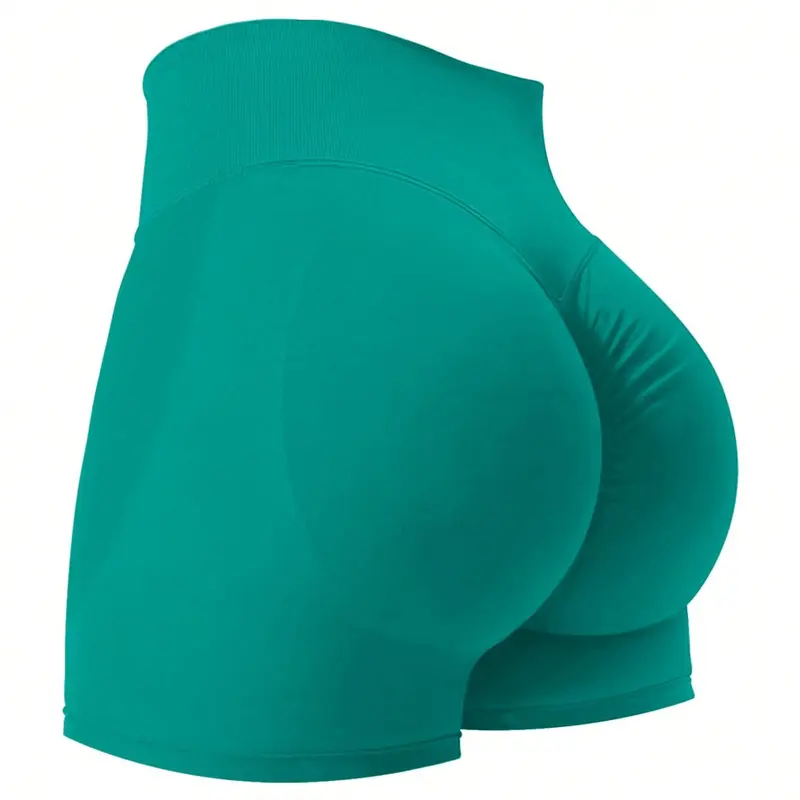 Plus Size Seamless High-Waisted Solid Color Fitness, High Rise Shorts, Breathable Stretchy Shorts, Comfortable Skin-Friendly Sportswear, Ideal for Yoga and Cycling, Workout Clothes Women