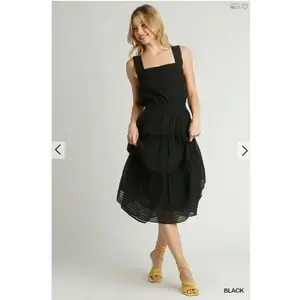 Womens Umgee Textured Midi Skirt Black Organza