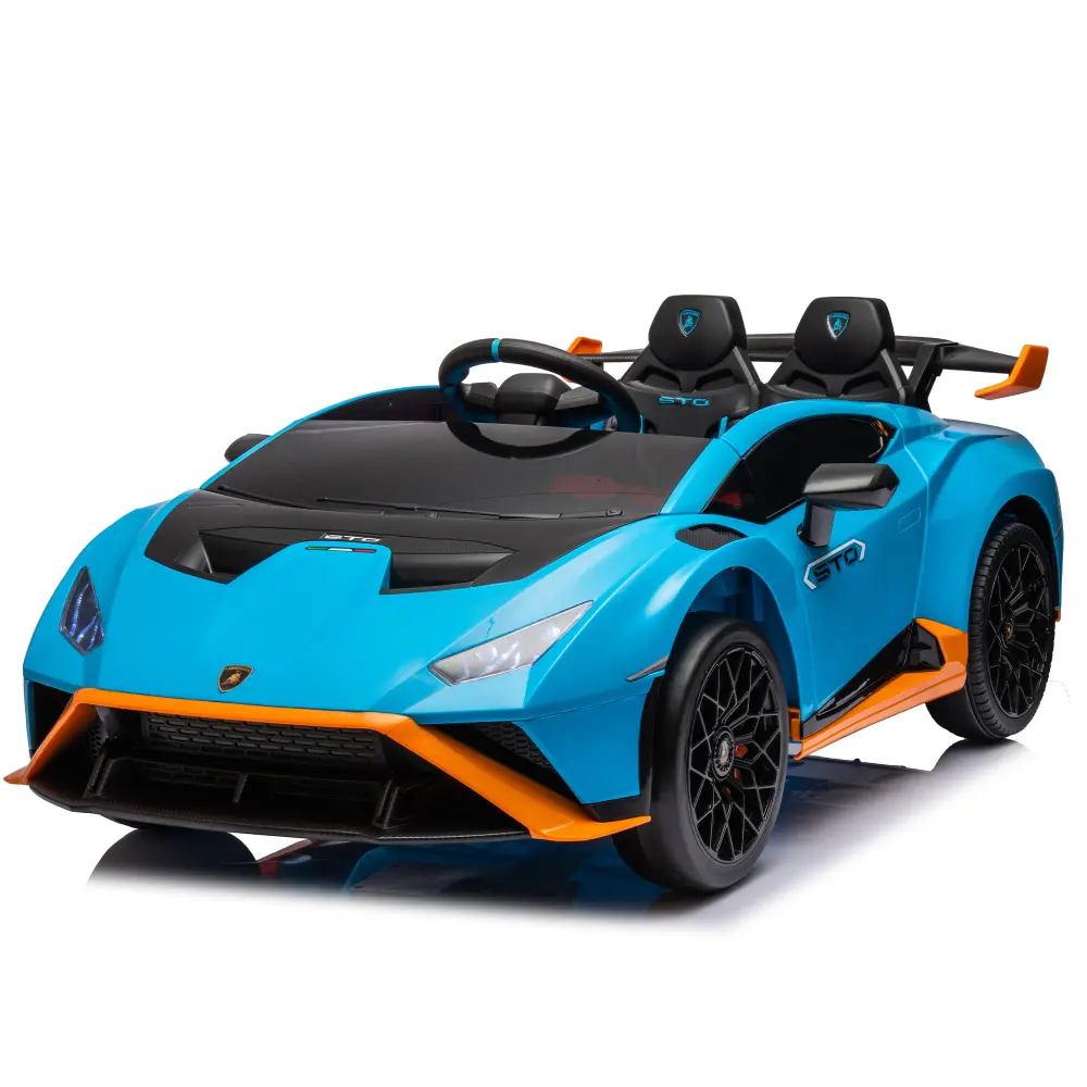 24V Lamborghini Huracan Sto Kid's Electric Drift Ride-On Supercar for Ages 3-8, 1.86-5.59 MPH, Foam Front Wheels, 360° Spin, LED Lights, Colorful LED Lights, Dynamic Music, Early Learning, USB Port, Bluetooth Mode, Drifting Buttons, Dual Motor Rear Drive,