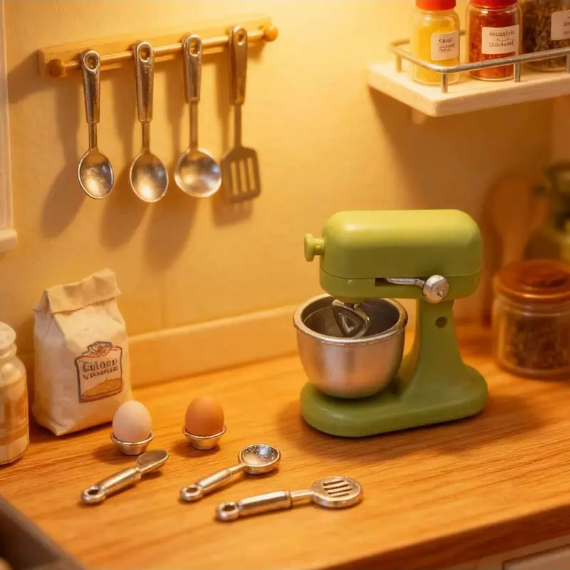 Christmas Kitchen Scene Blender Set, 1:24 Miniature Cute Mixer Figurine, DIY Decor, Collectible Kitchen Utensils, Creative Home Decoration, Doll House Accessory