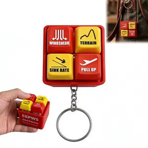 Pilot And Crew Alert Keychain EGPWS Warning Sound Simulator, LED Aviation Cockpit Safety Button for Aviation Fan