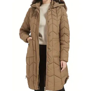 Down Jacket Women, Lightweight Padded Bubble Hat Coat, Fur Collar Warm Coat