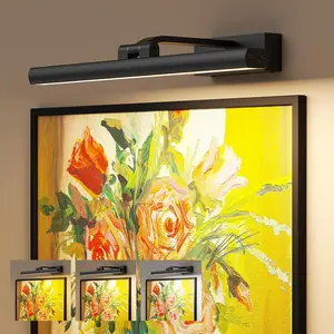 Wireless Picture Light for Wall – Battery Operated Rechargeable 16" Art Gallery Light, CCT Rotatable with Remote, Dimmable Timer for Paintings, Dartboard, Artwork Frame