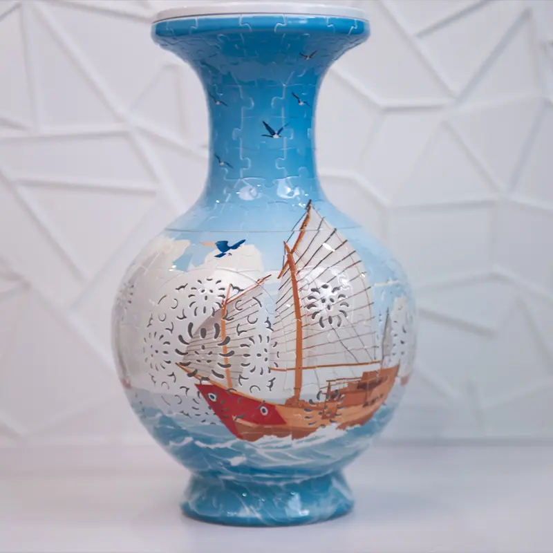 3D Puzzle Vase Plastic Material Ship Vase with LED Lights, Unique Desk Art, Epic Ocean Voyage